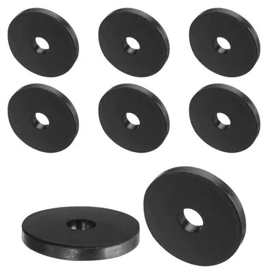 Productafbeelding van 8 stuks rubberen ringen/afstandhouders, 40 mm buitendiameter, 10 mm binnendiameter, 5 mm dik, zwart