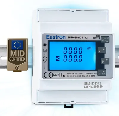 Produktbild von Stromwandler-gesteuerte, dreiphasige MID-Energiezähler und Solar-Energiemonitore für Schienenmontage - 3P4W/3P3W/1P2W