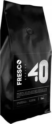 A black bag of coffee beans with branding and product information.
