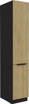 Produktbild von Küchen Hochschrank 40 cm CREMONA Eiche hell + Schwarz matt Küchenzeile Küchenblock Küche Einbauküche