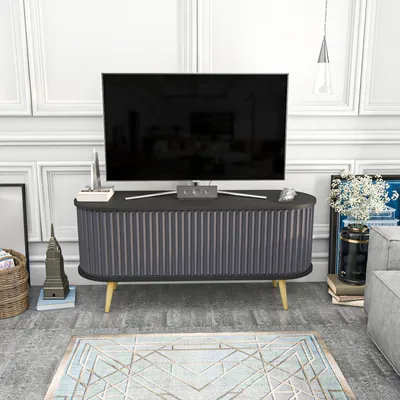 Immagine prodotto di Skye Decor, Stor - Nero, Antracite, Mobile TV, Nero, 100% PANNELLI DI PARTICELLE RIVESTITI IN MELAMMINA, 140 x 43 x 64 cm