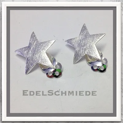 Produktbild von Ohrclips 925 Silber großer Stern eismatt