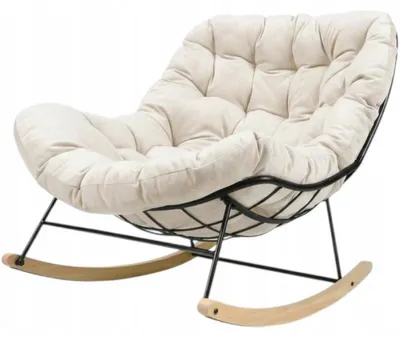Immagine prodotto di Poltrona a dondolo con cuscino in velluto, modello HC6CR, capacità di carico 159 kg, color beige