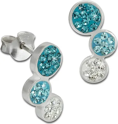Produktbild von SilberDream hellblau Ohrringe drei Kreise Zirkonia 925 Silber Ohrstecker GSO600H