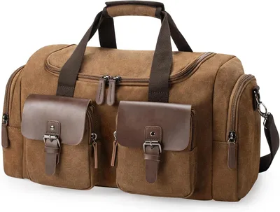 Produktbild von Reisetasche 35 l, Canvas und Leder, braun, für Wochenendtrip