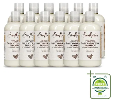 Immagine prodotto di 12 flaconi di shampoo idratante quotidiano all'olio di cocco vergine Shea Moisture, 384 ml - Confezione grande - 12 pezzi