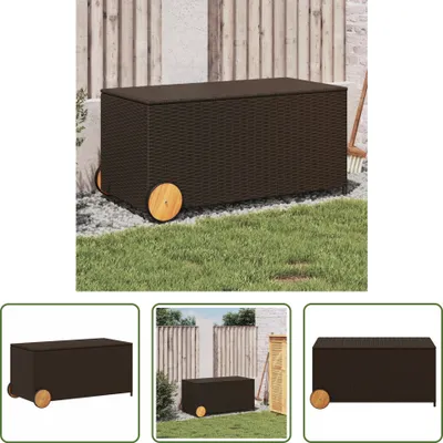 Immagine prodotto di The Living Store Cassapanca da giardino con rotelle Marrone 190L Poly Rattan