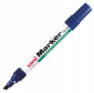 Image de UNI NO-580B Marqueur permanent pointe biseautée bleu