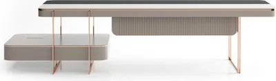 Produktbild von Großer Beiger Schreibtisch Holztisch Arbeitszimmer Luxus Tische