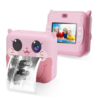 Produktbild von ZELURXX   Niedliche Katzen Sofortbildkamera für Kinder 20MP Dual Kamera mit Sofortdruck Rosa