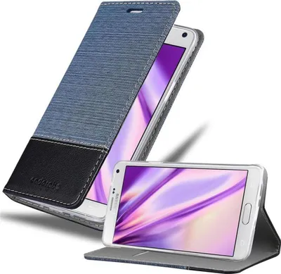Obrázek produktu pro Cadorabo pouzdro pro Samsung Galaxy NOTE 4 Protective Case in Blue Pouzdro na mobilní telefon Kryt na knihu Pouzdro na mobilní telefon