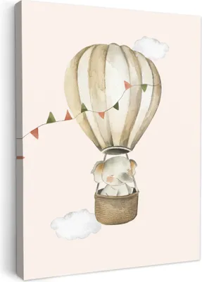 Produktbild von Wanddeko 30x40 cm - Kinder Bohemian - Elefant - Heißluftballon, Wandbilder, Wanddeko Wohnzimmer, Bild