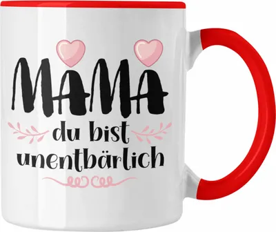 Produktbild von Trendation - Mutter Mama Tasse Geschenk von Tochter zum Geburtstag Weihnachten Kaffeetasse Lustig Geschenke Muttertag Muttertagsgeschenk Unentbährlich (Rot)