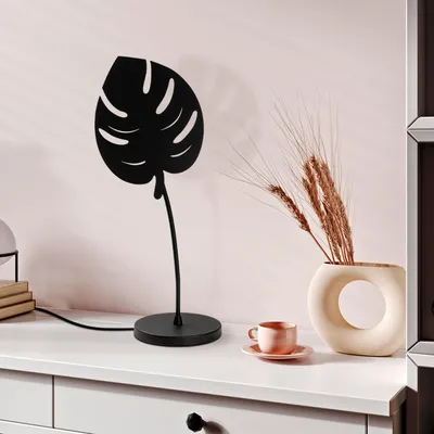 Produktbild von Opviq, Moderne Tischlampe mit Metallkörper, Schwarz, 21 x 17 x 56 cm | Kabel 200 cm mit Schalter | E14 Fassung, max. 40 W | Stilvolles Design für jeden Raum, IP20.