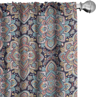 Image de ABAKUHAUS Rideaux ethniques, voilages, style bohème Motifs tribaux ethniques Vintage Inspirés du henné Art traditionnel Mehndi, 2 pièces 75 x 245 cm, multicolores