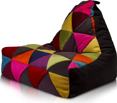 Obrázok produktu pre Ecopuf Keiko Patchwork, taburetka kreslo Bean Bag sedací vak, mikrovlákno, Čierna A22, M