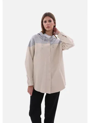 Produktbild von Zweifarbiges Damenhemd Hemdjacke Stein L