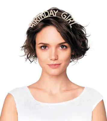 Immagine prodotto di Cerchietto per capelli dorato "Buon Compleanno" per adulti - Taglia unica