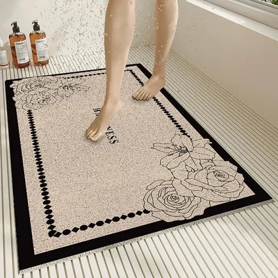 Zdjęcie produktu dla Antypoślizgowa mata pod prysznic, 100x100 cm, wykonana z PVC, z otworem odpływowym