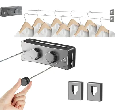 Intrekbare Wäscheleine, Edelstahl, 5,2 m, Wandmontage, Balkon