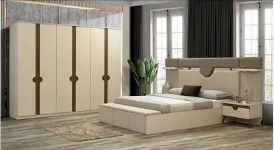 Produktbild von Stilvoll Möbel 4tlg. Schlafzimmer Set Bett 2x Nachttisch Kleiderschrank