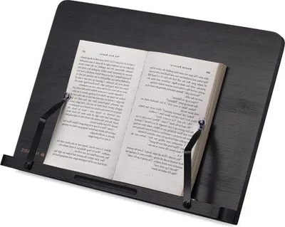 Zdjęcie produktu dla Drewniany stojak na książki i tablet z regulowanymi zaciskami, 34 x 24 cm, bambus