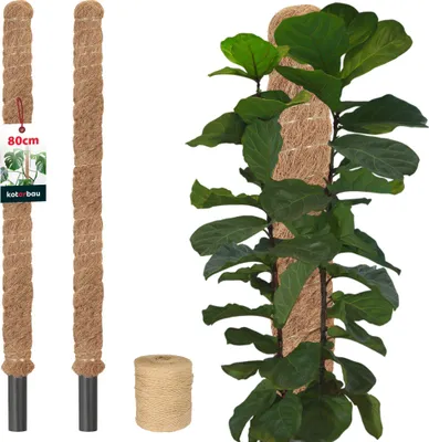 Immagine prodotto di KOTARBAU® 2 pezzi Tutori per Piante ⌀ 3,2 x 80 cm Palo di Muschio per Monstera Fibra di Cocco Palo per Piante Marrone Stecche per Piante Bastone