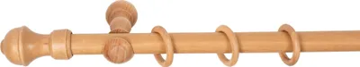 Produktbild von SN Deco - Stilgarnitur Gardinenstange Vorhangstange Ares, Holz, Klassikträger offen, 28 mm, 1-Lauf, Komplettset mit Ringen, Farbe Eiche, 320 cm (2x160 cm)