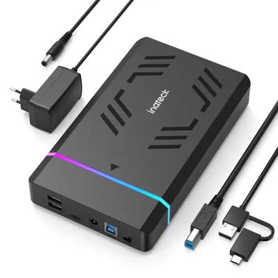 Produktbild von Inateck FE3003, HDD / SSD-Gehäuse, 2.5/3.5", SATA, Serial ATA II, Serial ATA III, 6 Gbit/s, USB Anschluss, Schwarz