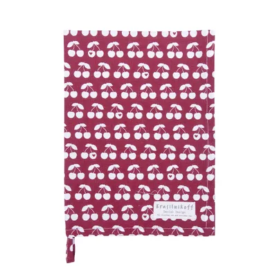Produktbild von Krasilnikoff Geschirrtuch KW11607 - Cherries/Kirschen, Scarlet red/Rot …