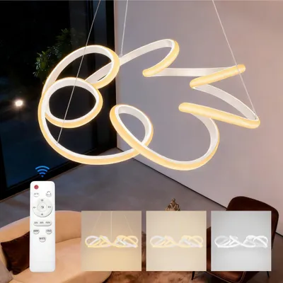 Produktbild von doporro Hängelampe Esstisch 52 cm，Pendelleuchte 67W mit Fernbedienung, Moderne dimmbare Hängeleuchte LED für Küche, Wohnzimmer Weiß Alivetta25040