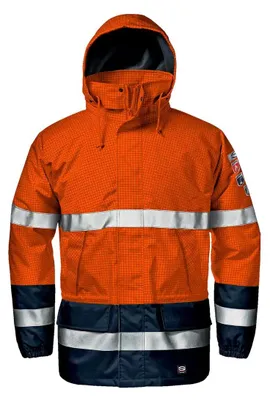 Immagine prodotto di Giacca di sicurezza Sir Safety MICROLINES da uomo, antistatica e ignifuga con strisce riflettenti, taglia XL, HI-VIS ARANCIONE/BLU