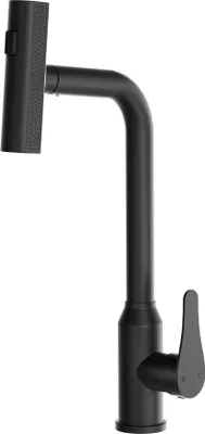 Produktbild von Schwarze Edelstahl-Küchenarmatur, 360° Drehbar, 3 Strahlarten