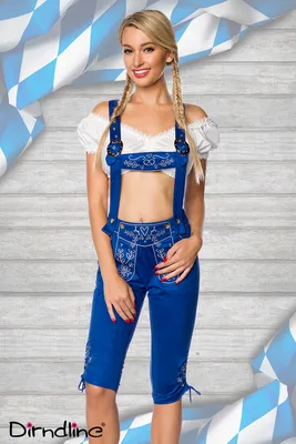 Produktbild von Dirndline Damen Trachtenhose mit Stickereien  Fasching Trachten Hose, Größe:M, Farbe:Blau