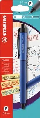 Produktbild von Tintenroller mit Druckmechanik - STABILO PALETTE in blau - Strichbreite F (0,4 mm) - Einzelstift - Schreibfarbe blau