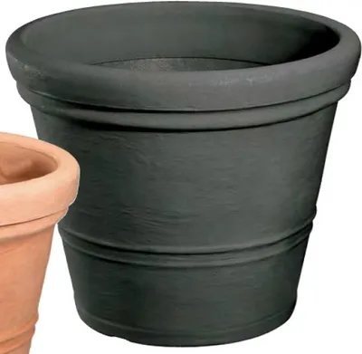 Zdjęcie produktu dla Sadzarka MILANO okrągła wykonana z tworzywa sztucznego w kolorze antracytowym, średnica: 40 cm