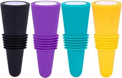 Produktbild von Famanu Weinstopper aus Silikon und Edelstahl - Set von 4