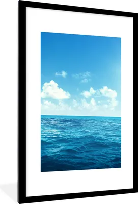 Produktbild von MuchoWow® Gerahmtes Poster Meer - Himmel - Sonne 60x90 cm - Poster mit Schwarzem Bilderrahmen Wandposter Rahmen Foto Bilder - Dekoration - Wandposter Wohnzimmer - Hochwertig