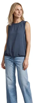Productafbeelding van Street One blousetop met ronde hals en tape-detail, kleur: asblauw, maat: 46