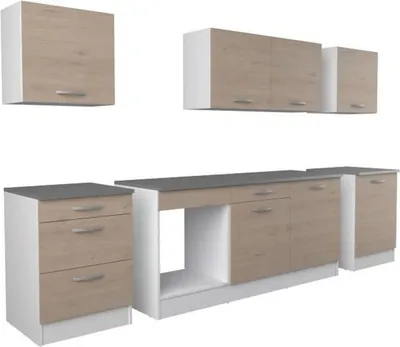 Produktbild von Komplette Küche – 300 cm – Eichendekor – Arbeitsplatte inklusive