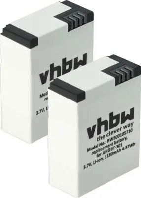 Produktbild von vhbw 2x Akku Ersatz für GoPro AHDBT-302 für Videokamera Camcorder (1180 mAh, 3,7 V, Li-Polymer)
