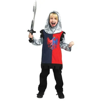 Produktbild von Kinder Ritter Kostüm (Shirt & Kapuze) Größe: 140 (ca. 8-9 Jahre)
