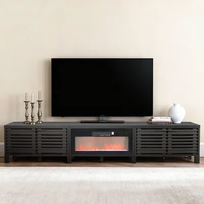 Produktbild von Parrot Uncle 292 cm breiter TV-Ständer mit elektrischem Kamin, 8 einstellbaren Flammenfarben, Fernbedienung und Touch-Steuerung