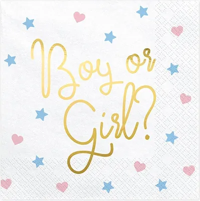 Produktbild von 20 Servietten Boy or Girl Weiß 33 x 33 cm - Einheitsgröße