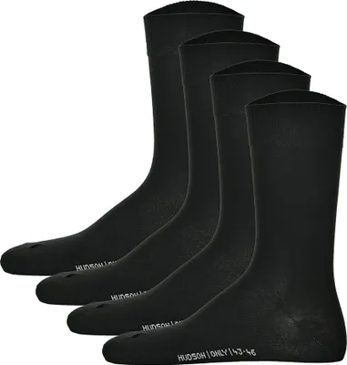 Produktbild von Hudson 4 Paar Herren Socken - Only 4-Pack, Strumpf, Komfortbund, Einfarbig Schwarz 39-42