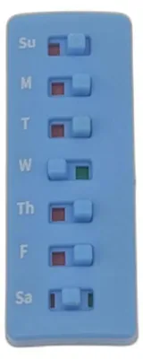 Immagine prodotto di INF Adesivo promemoria pillole riutilizzabile — Tracker farmaci in ABS autoadesivo, compatto 6cm x 2.3cm Blu