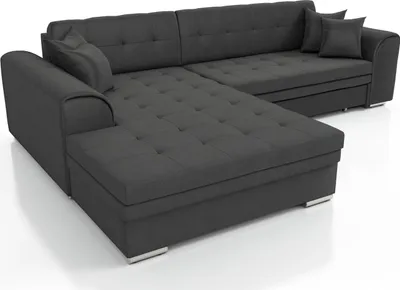 Produktbild von Couchgarnitur SARRA Stoff Schwarz mit Schlaffunktion Ottomane Links