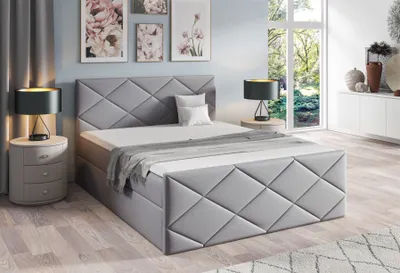 Produktbild von Boxspringbett Schlafzimmerbett KOSMOS 180x220cm Stoff Inari Hellgrau