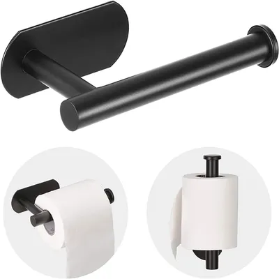 Produktbild von Toilettenpapierhalter, selbstklebend, Edelstahl, schwarz, für Badezimmer