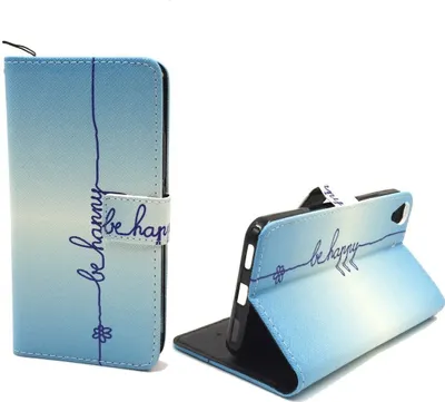 Produktbild von Handyhülle Tasche für Handy Huawei Y6 Schriftzug Be Happy Blau